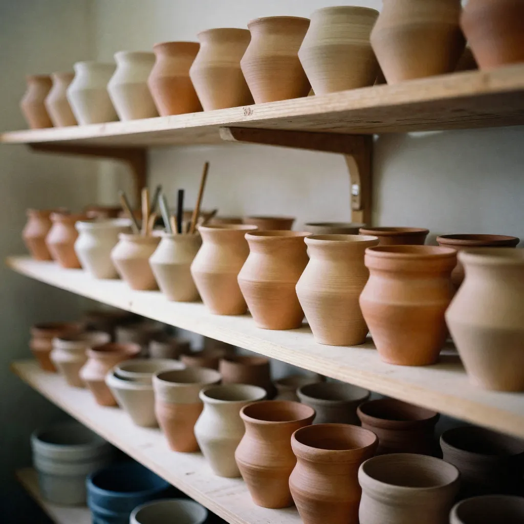Pottery studio environment with tools and materials